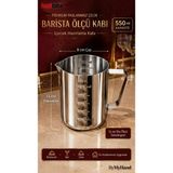 By My Hand Bymyhand Premium Paslanmaz Çelik Ölçü Kabı Karıştırma Kabı Sütlük Süt Potu Barista Ölçü Kabı 550 ml