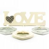 By Nevser® Decotown Love Yazılı Çerçeve 3lü Kalpli Ahşap Fotoğraf Çerçevesi