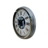 BY NEVSER Roma Atlas Silver 60 Cm Çarklı Krom Duvar Saati C-6057K