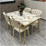 By Orhan Guzel Mutfak Masa Sandalye Takimi Akuamarin 80-120 Ck Gold 4 Kisilik Mutfak Masasi Takimi