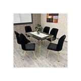 By Orhan Güzel Mutfak Masası Takımı,salon Masa Takımı 6 Kişilik Mars Gold Salon Masa Takımı Mavi