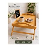 BY Plus Design Katlanır Ayaklı %100 Bambu Kahvaltı ve Yatak Keyif Tepsisi 50x30x13 cm