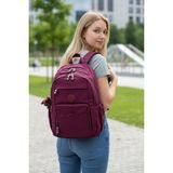 By Polo Clup Unisex Krinkıl Su Geçirmez Kumaş Büyük Boy Çok Gözlü Okul ve Seyahat Sırt Çantası - Bordo