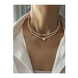 By Saadet Özkanlı Gerçek Kum Arpa Inci Kolye Choker Ve Mineli Tiffany Stil Yonca Inci Kolye Seti , Yılbaşı Hediyesi