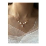 By Saadet Özkanlı Kadın Kalpli Gerçek Inci Kolye Choker , Hayalet Gerçek Inci Kolye, Doğal Tatlısu Incisi, 3-4 Mm