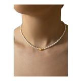 By Saadet Özkanlı Küçük Inci Kolye Gerçek 3 Mm Arpa Inci Kalpli Kolye( Doğal Inci Tatlısu Incisi )choker,,metal Çelik