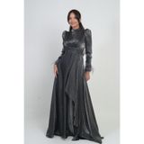 By Saygı Drapeli Volan Detaylı Şifon Elbise, S-25Y1190013