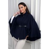By Saygı Düğmeli Beli Kemerli Kaşe Panço, S-26K0250006