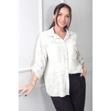 By Saygı Kadın Italyan Tek Cepli Çiçek Işlemeli Cotton Gömlek - Standart - Bej