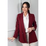 By Saygı Kadın Kruvaze Yaka Astarlı Cepli Ceket - M - Bordo