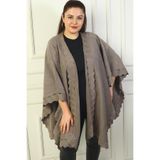 By Saygı Lazer Kesim Büyük Beden Panço, S-24Y4300002