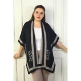 By Saygı Leopar Desenli Panço STD, Standart, S-24Y4300003, Siyah, Kadın