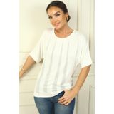 By Saygı Piramit Taşlı Kısa Kollu Geniş Kalıp Bluz, S-24Y4170008