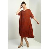 By Saygı Şal Desenli Cepli Oversize Elbise, S-25K3880017