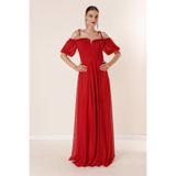 By Saygı Simli Uzun Abiye Elbise, S-23K0230015