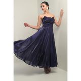 By Saygı Straplez Organze Saten Midi Elbise, S-25Y0230013