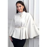 By Saygı Tek Düğmeli Beli Kemerli Kaşe Panço, S-26K1520003