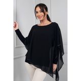 By Saygı Üstü Taş Detaylı Şifon Likralı Uzun Kollu Bluz, S-26K0190002