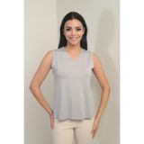By Saygı V Yaka Kolsuz Likralı Bluz, S-25Y0270021