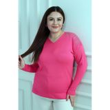 By Saygı V Yaka Taş Baskı Triko Bluz, S-26K1800094