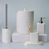 By Selim Linen İnci 5 Parça Polyester Banyo Seti