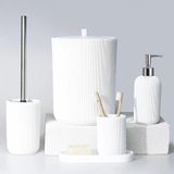 By Selim Lydia Beyaz 5 Parça Polyester Banyo Seti