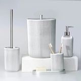 By Selim Lydia Gümüş 5 Parça Polyester Banyo Seti