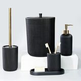 By Selim Lydia Siyah 5 Parça Polyester Banyo Seti