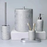 By Selim Natural Gümüş 5 Parça Polyester Banyo Seti