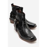 by selvi Lukka Shoes Bert Erkek Siyah Kroko Kovboy Dallas Western Tak Çıkar Detaylı Ahşap Topuk El Yapımı Bot