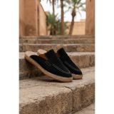 by selvi Lukka Shoes Erkek Amaya El Yapımı Siyah Suni Deri Tozu Espadril Loafer Terlik