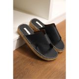 by selvi Lukka Shoes Grace Hakiki Deri Erkek Siyah Bohem Terlik Espadril
