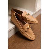 by selvi Lukka Shoes Hakiki Deri Cameron Kadın Nude Metal Tokalı Loafer Babet