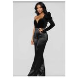 by serkan design Siyah Geniş Paça Cappuccino Saten Pantolon