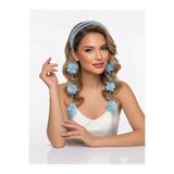 By Serpil Şener Mavi Çift sıra boncuklu taç Sallantılı küpeli- Lohusa/Gelin Tacı