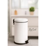 By Sevil Vintage 16 Lt Beyaz Metal Çöp Kovası 46,5 cm Yükseklik Modern Tasarım