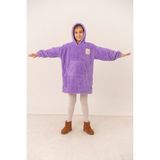 By Sezer Özer Unisex Kapişonlu Çocuksweatshırt Çift Taraflı Polar Giyilebilir Ev Battaniyesi - Açık Lila - 7 - 8 Yaş