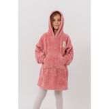 By Sezer Özer Unisex Kapişonlu Çocuksweatshırt Çift Taraflı Polar Giyilebilir Ev Battaniyesi - Açık Pembe - 7 - 8 Yaş