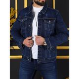 By Srt Giyim Erkek Koyu Mavi Jean Denim Standart Kalıp Pamuk Cepli Düğmeli Kot Ceket - 0- Koyu Mavi - XL