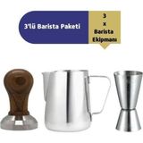By Tüfekçi 3'Lü Barista Ekipmanı (Jıgger-Tamper-Süt Potu)