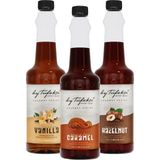 By Tüfekçi Gourmet Series Fındık, Karamel, Vanilya Aromalı Şekersiz Kokteyl, Pasta ve Kahve Şurubu 750 ml