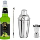 By Tüfekçi Lime Kokteyl Şurubu Shaker Bar Kaşığı ve Jigger Avantajlı Paket - 750 ml