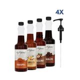 By Tüfekçi Şekersiz Kahve Şurubu 4’lü Avantajlı Set 4x750 ML + 4 Adet Pompa | Doğal Aroma | Sugar Free | 0 Şeker 0 Kalori
