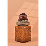 By Uzunoğlu El Yapımı Özel Tasarım Karabiber Baharat Kavanozu - 700 ml - Vakumlu Ahşap Kapaklı (Kahverengi Detaylı) - Medium Amber Çiçekli Cam - Mutfak ve Ev Dekorasyonu