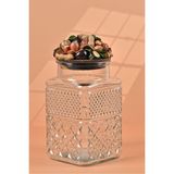 By Uzunoğlu El Yapımı Özel Tasarım Kavanoz - 1800 ml -Vakumlu Ahşap Kapaklı (Kuruyemiş Detaylı) - Şeffaf Cam - Mutfak ve Ev Dekorasyonu