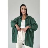 By Wocci Kadın Tensel Kumaş Oversize Gömlek