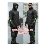 by yağmur Takılıp Çıkarılabilir Şapkalı Reflektörlü Motorcu Yağmurluğu Kurye Yağmurluğu Alt Üst Takım