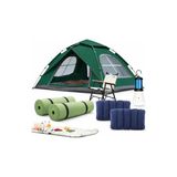 Byanes 4 Kişilik Kamp Çadırı Seti, 10MM Matlı Şişme Yastık, Solar Lambalı Outdoor