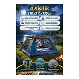 Byanes 4 Kişilik Otomatik Tenteli Kamp Çadırı, Portatif, Anti-Uv, Su Geçirmez, Outdoor
