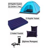 Byanes 8 Kişilik Kamp Seti, Çadır, Yatak, Yastık ve Pompa ile Tam Kamp Deneyimi